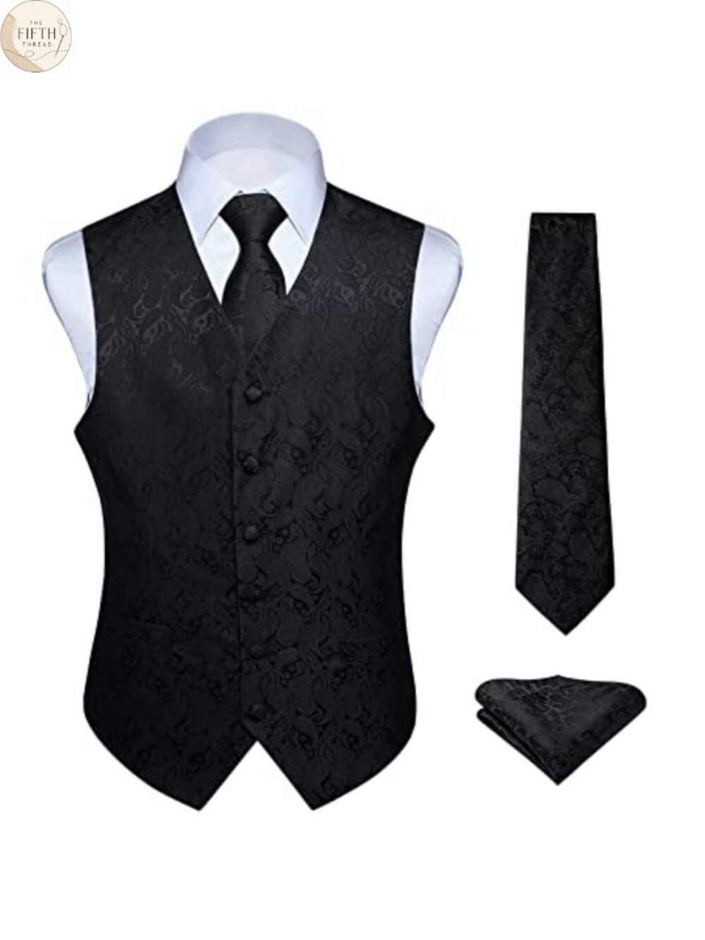 Men's Paisley Jacquard Vest Tie Set 3PC Formal Waistcoat Necktie Pocket Square